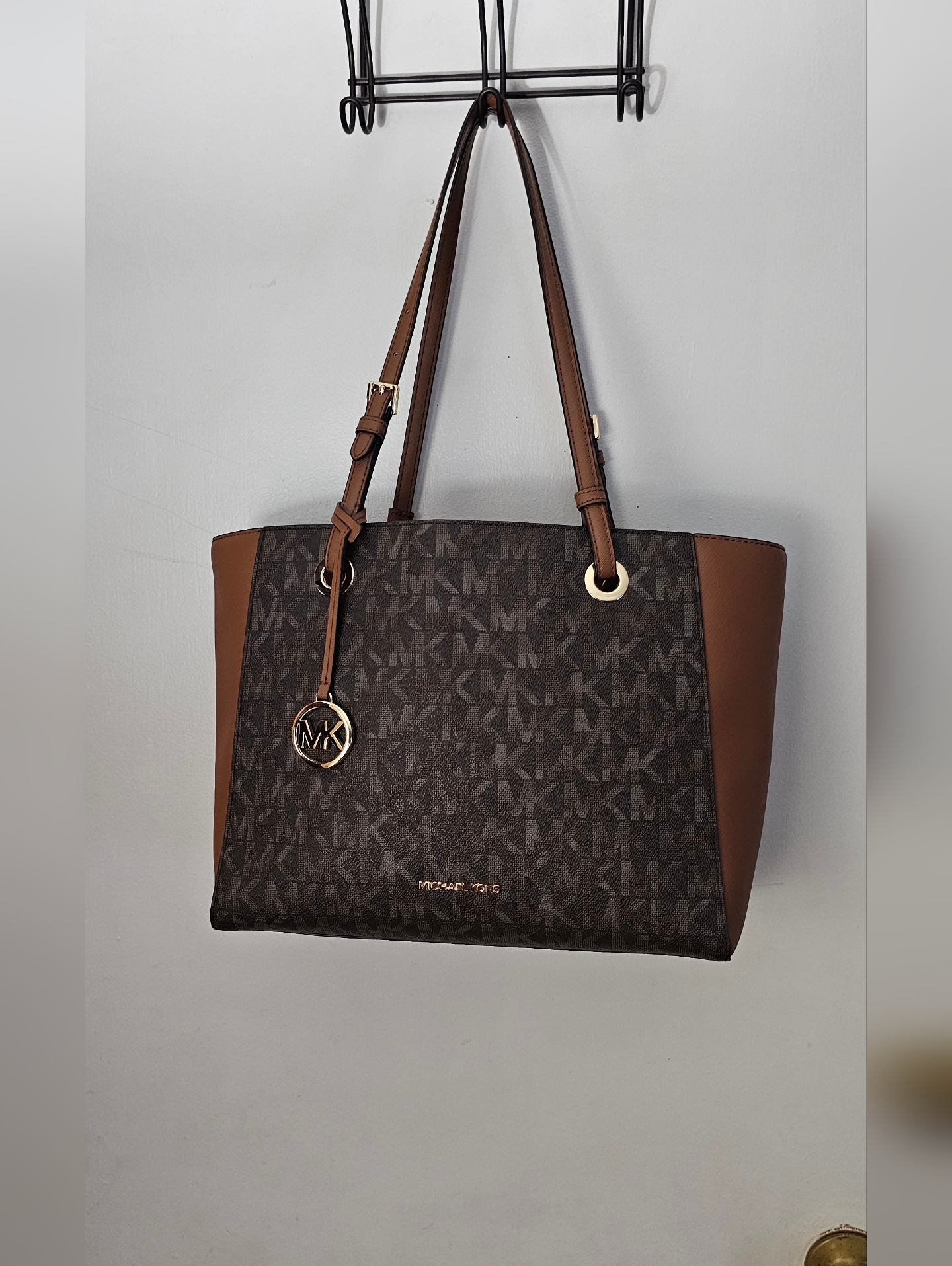 Michael Kors Brown Logo Leather Tote Bag